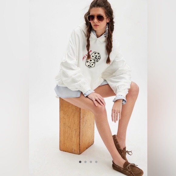 Tricia Fix Free People We The Free Loves A Game Hoodie In Ivory Size Small